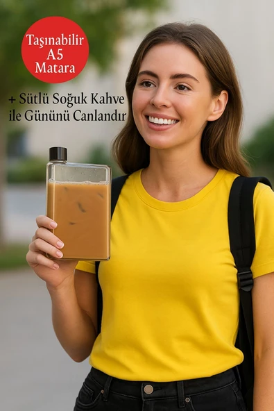 Flexibottle A5 – Soğuk Kahve, Su, Meyve Suyu, Smoothie Taşıma Için Çok Amaçlı Şeffaf Defter Matara