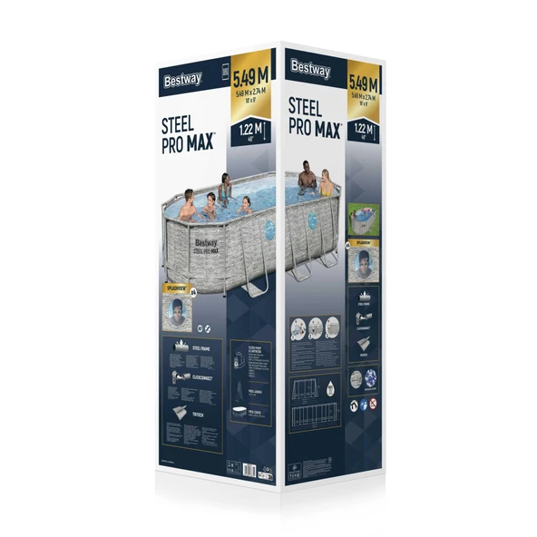 Bestway® 56716 Power Steel™ Vista Serisi 2- Prefabrik Yer Üstü Havuz Seti 5,49 m x 2,74 m x 1,22 m - Resim 4