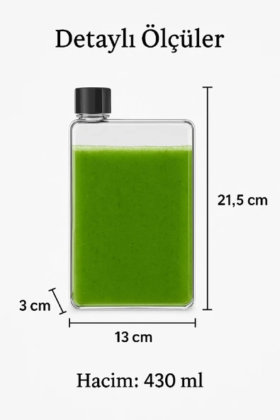 Flexibottle A5 – Soğuk Kahve, Su, Meyve Suyu, Smoothie Taşıma Için Çok Amaçlı Şeffaf Defter Matara - 8