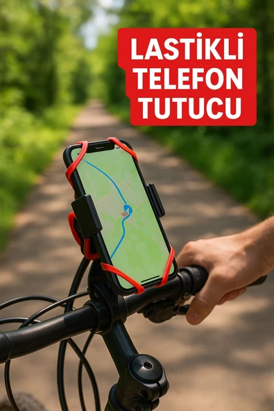 Lastikli 360° Dönebilen Bisiklet Telefon Tutucu – Tüm Modellerle Uyumlu, Gidon Montajlı - 2