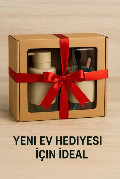 2'li Pratik Sıvı Sabunluk ve Diş Fırçalık Seti Taş Gri - 6