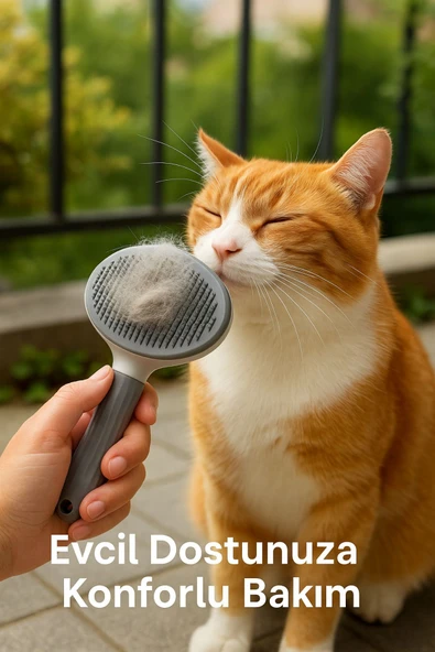 Otomatik Tüy Temizlemeli Kedi Köpek Tarağı – Konforlu Tarama İçin Ergonomik Fırça - 2