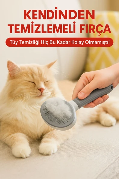Otomatik Tüy Temizlemeli Kedi Köpek Tarağı – Konforlu Tarama İçin Ergonomik Fırça