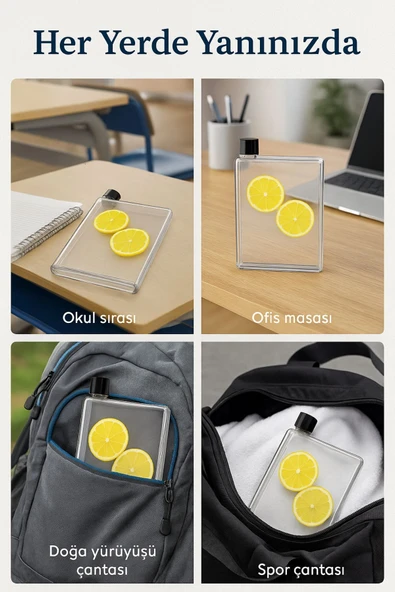 Flexibottle A5 – Soğuk Kahve, Su, Meyve Suyu, Smoothie Taşıma Için Çok Amaçlı Şeffaf Defter Matara - 6