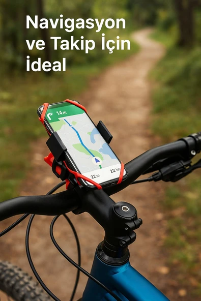Lastikli 360° Dönebilen Bisiklet Telefon Tutucu – Tüm Modellerle Uyumlu, Gidon Montajlı - 3