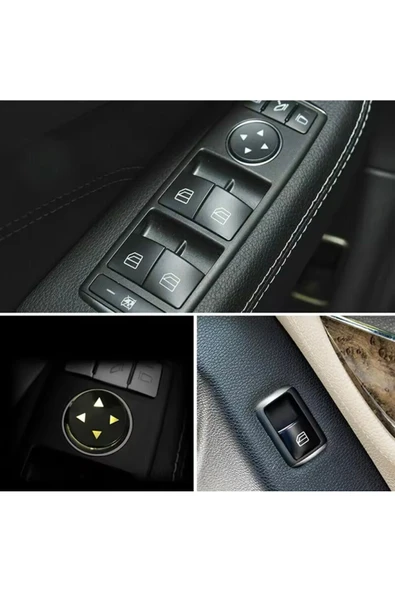 YıldızTuning Mercedes A Serisi W176 Cam Düğmesi Kaplaması Siyah Tuş 2013-2017 - 4