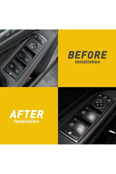 YıldızTuning Mercedes A Serisi W176 Cam Düğmesi Kaplaması Siyah Tuş 2013-2017 - 3