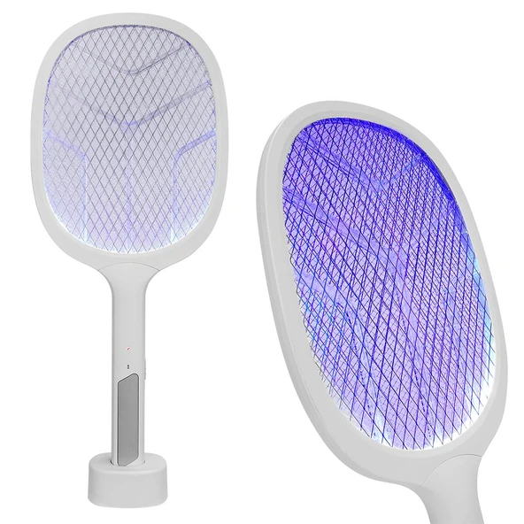 Ayt Asonic AS-A25 1200mAh 3000V Çıkış UV Işıklı Şarjli Katlanabilir Askılı Raket Sinek Öldürücü Sivrisinek Cız Mor Işık