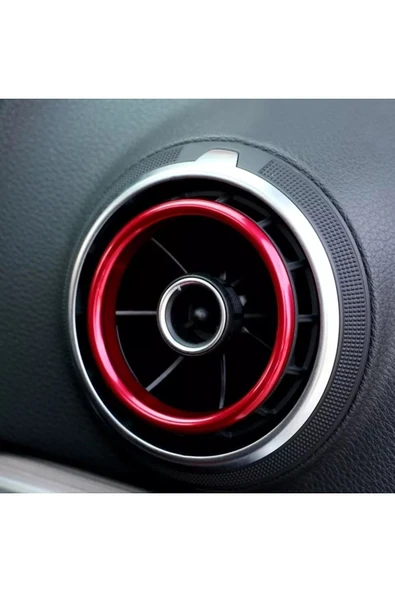 YıldızTuning Audi A3 Q2 Klima Halkası Kırmızı Renk 4 Adet 2013-2017 - 2