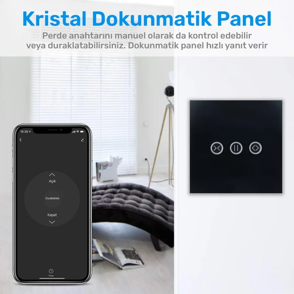 NPO FGTCM009 Dokunmatik Wifi TUYA Destekli Akıllı Elektrik Anahtarı-Siyah - 7