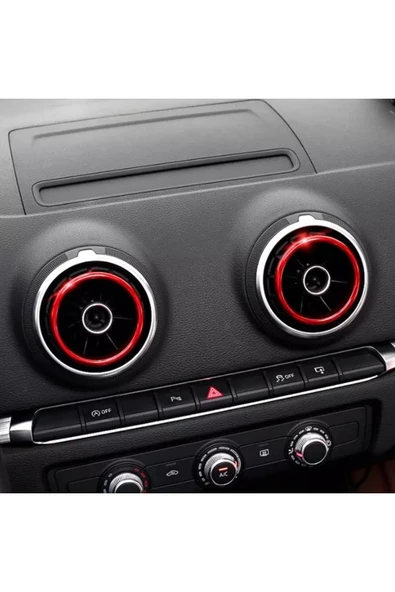 YıldızTuning Audi A3 Q2 Klima Halkası Kırmızı Renk 4 Adet 2013-2017
