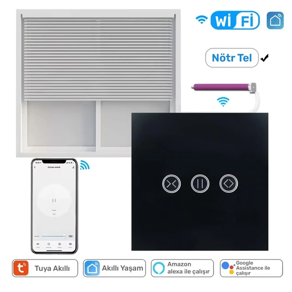 NPO FGTCM009 Dokunmatik Wifi TUYA Destekli Akıllı Elektrik Anahtarı-Siyah - 2