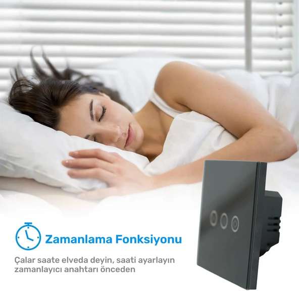 NPO FGTCM009 Dokunmatik Wifi TUYA Destekli Akıllı Elektrik Anahtarı-Siyah - 6