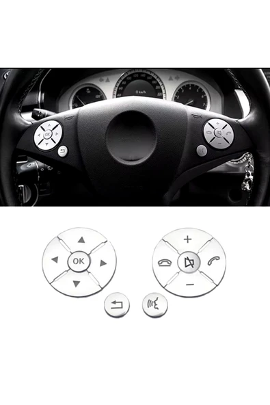 YıldızTuning Mercedes E Serisi Direksiyon Tuş Kaplaması Gümüş W212 2010-2012