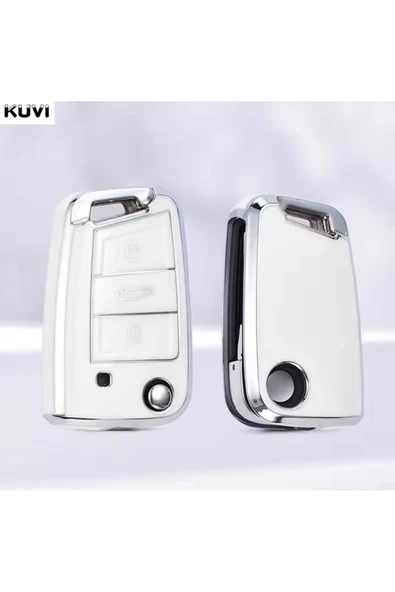YıldızTuning Volkswagen Polo Beyaz-Silver Anahtar Kılıfı 2015-2025 - 2