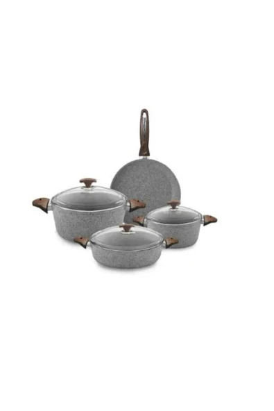 7 Parça Bio Granit Tencere Seti Bronz