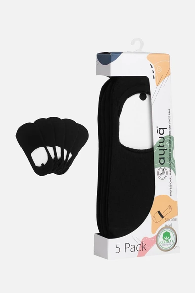 Aytuğ Kadın Penye Babet Çorap 5 Çift Özel Kutulu, Siyah Babet Çorap 31301 - 3