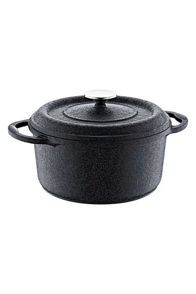 Quartz Prıme - 7 Parça, Biogranit, Döküm, Tencere Seti Siyah Gövde, Platin Detay - 3