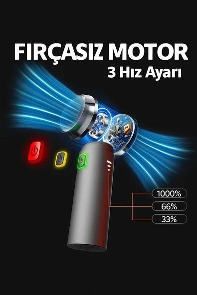 15000PA 3 Kademeli Şarjlı Güçlü Vakumlu Oto Süpürgesi Elektrik Süpürgesi - 3