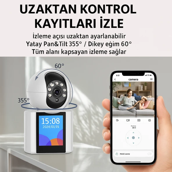 CMR53  Akıllı Ev Kamerası 2.4ghz Wifi, Mobil Uyumlu, LCD Ekranlı - 2