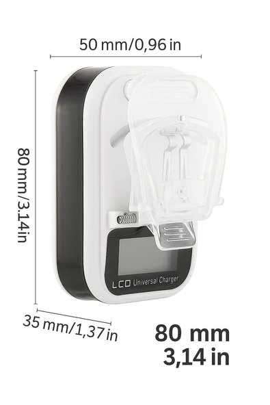 LED Ekranlı Evrensel Li-Ion Batarya Şarj Cihazı + USB Girişli - 4