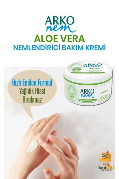 Arko Nem, Aloe Vera, Değerli Yağlar, Nemlendirici El ve Vücut Bakım Kremi - 300 ml x 2 Adet - 6