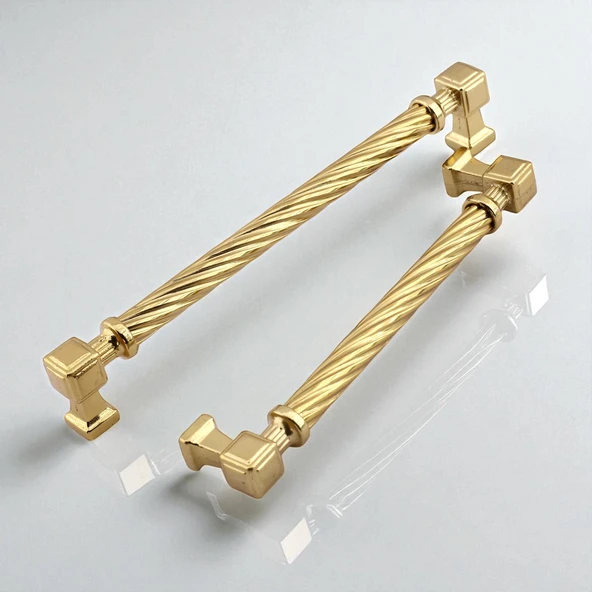Burma Gold Altın Metal Kulp 128 mm Mobilya Çekmece Mutfak Dolabı Dolap Modern Kapak Kulbu Kulpları - Resim 2