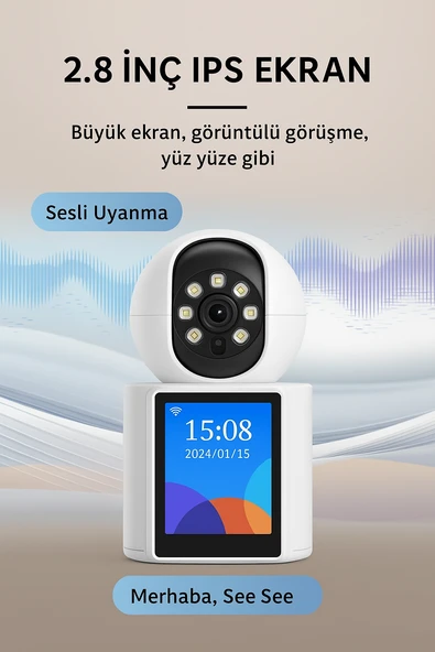 CMR53  Akıllı Ev Kamerası 2.4ghz Wifi, Mobil Uyumlu, LCD Ekranlı - 4
