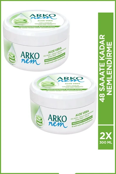 Arko Nem, Aloe Vera, Değerli Yağlar, Nemlendirici El ve Vücut Bakım Kremi - 300 ml x 2 Adet