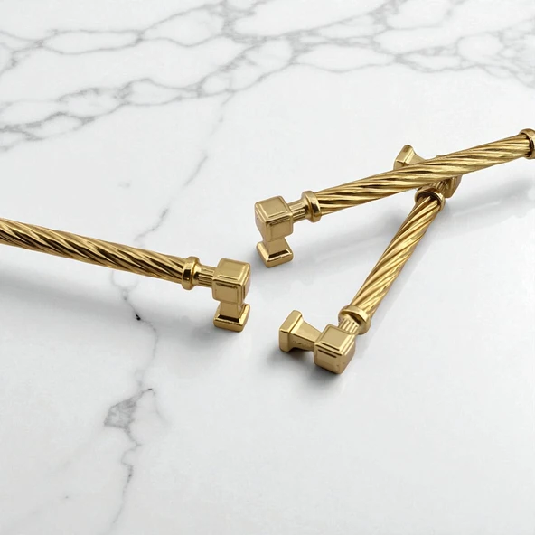 Burma Gold Altın Metal Kulp 128 mm Mobilya Çekmece Mutfak Dolabı Dolap Modern Kapak Kulbu Kulpları - Resim 10