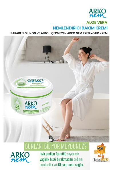 Arko Nem, Aloe Vera, Değerli Yağlar, Nemlendirici El ve Vücut Bakım Kremi - 300 ml x 2 Adet - 5