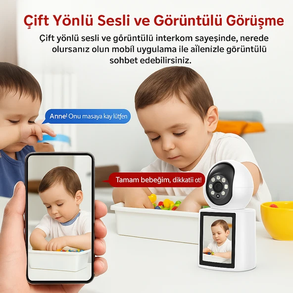 CMR53  Akıllı Ev Kamerası 2.4ghz Wifi, Mobil Uyumlu, LCD Ekranlı - 3