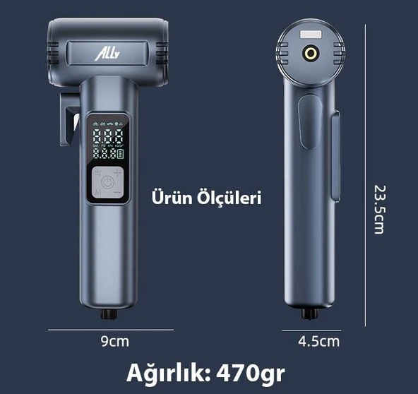 Ally ST-5530 Dijital Şarjlı Araç Lastik Hava Şişirme Pompası Power bank Penere kırıcı - Resim 2