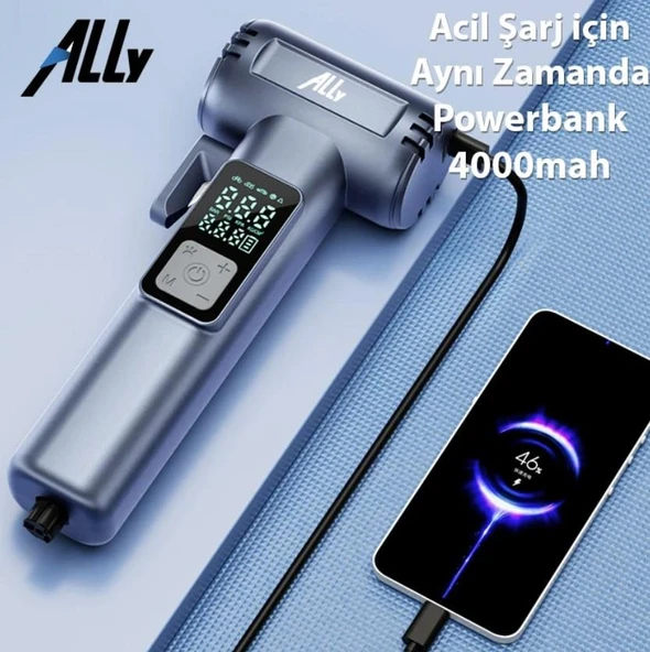 Ally ST-5530 Dijital Şarjlı Araç Lastik Hava Şişirme Pompası Power bank Penere kırıcı - Resim 6