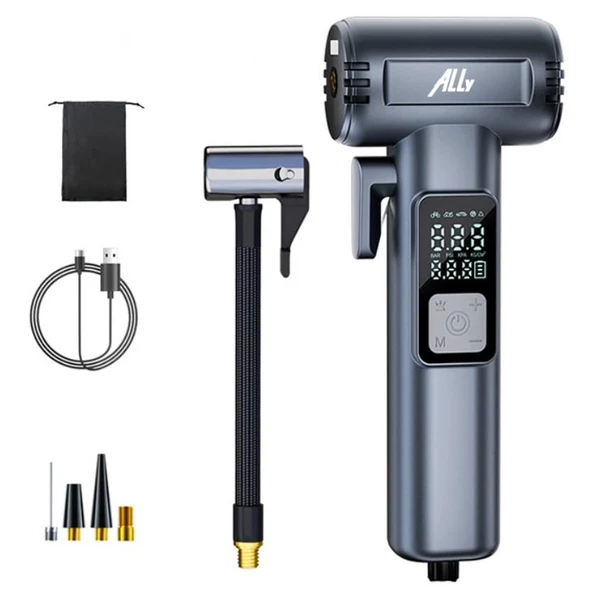 Ally ST-5530 Dijital Şarjlı Araç Lastik Hava Şişirme Pompası Power bank Penere kırıcı ürün görseli