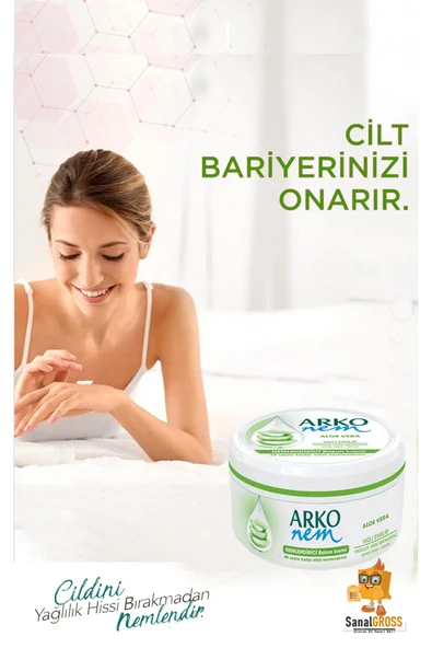 Arko Nem, Aloe Vera, Değerli Yağlar, Nemlendirici El ve Vücut Bakım Kremi - 300 ml x 2 Adet - 3