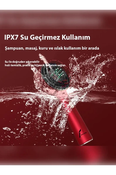 Şarjlı Ve Titreşimli Saç Masaj Tarağı Bakım Yağı Hazneli Fırça - Resim 3