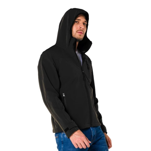 Şensel, Softshell Mont, Siyah -91E2550- Su İtici,Rüzgar Geçirmez - 3