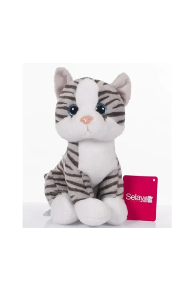 Peluş Gri Kedi Oyuncak 28 Cm