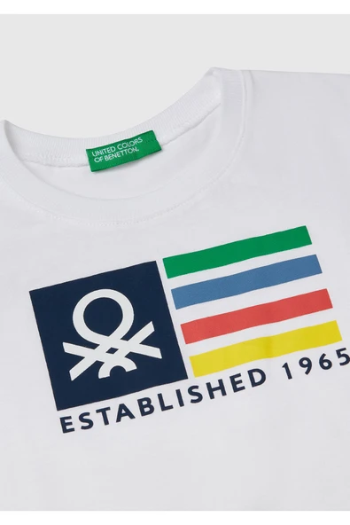 Erkek Çocuk Sarı Benetton Logo Baskılı T-Shirt - 6