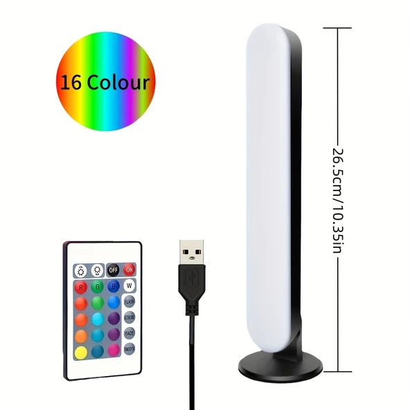 1 adet RGB Led Işık Barı 16 Renk 4 Mod USB IR Uzaktan Kumanda - 3