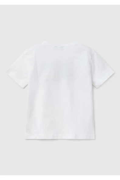Erkek Çocuk Sarı Benetton Logo Baskılı T-Shirt - 5
