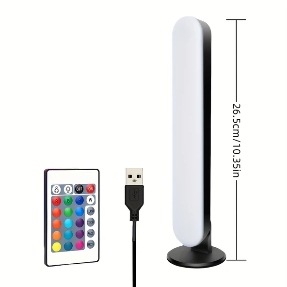 1 adet RGB Led Işık Barı 16 Renk 4 Mod USB IR Uzaktan Kumanda - 2