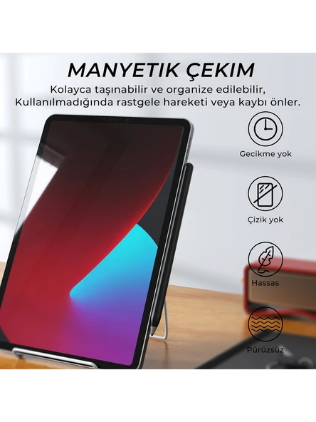 Bix SP02B Bluetooth Dokunmatik Kalem Stylus Pen Manyetik Çekim Destekli, Avuç İçi Reddetme Özellikli iPad Kalemi 2018-2022 için iPad Android Uyumlu Universal Yazı ve Çizim Kalemi Siyah - 2