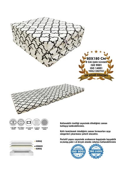 Vip Home Concept Market Ürünleri Katlanır Yer Yatağı Sünger Yatak 80x180 Alaçatı 8cm