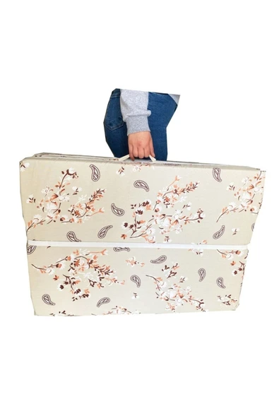 Vip Home Concept Market Ürünleri Katlanır Yatak Yer Yatağı Sünger Yatak Tek Kişilik 80x180 Krem Çiçek ürün görseli 1