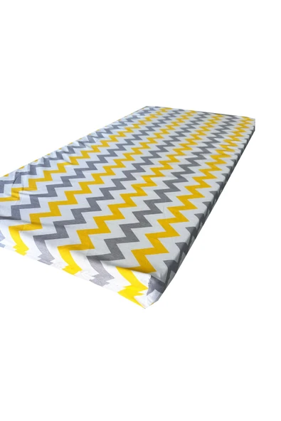 Vip Home Concept Market Ürünleri Çocuk Yatağı 60x120x6 Cm Vip Oyun Parkı Sünger Yatak Bebek Yatağı-SARI GRİ ZİKZAK ürün görseli 1