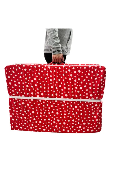 Olgun Home Tek Kişilik Katlanır Yer Minderi Süngerli Minder KIRMIZI YILDIZ 80x180 cm-6 cm