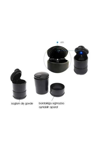 ASTRALED Araç Içi Küllük: Led Işıklı Kapaklı Araba Küllüğü - Resim 2