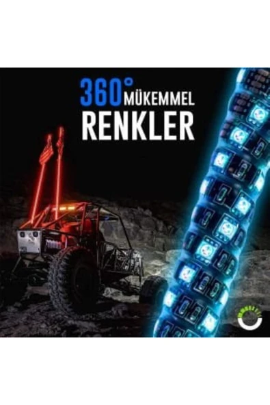 ASTRALED 1 Adet UTV ATV LED Kırbaç Spiral Anten APP KONTROL ve UZAKTAN KUMANDALI 150 cm - 3